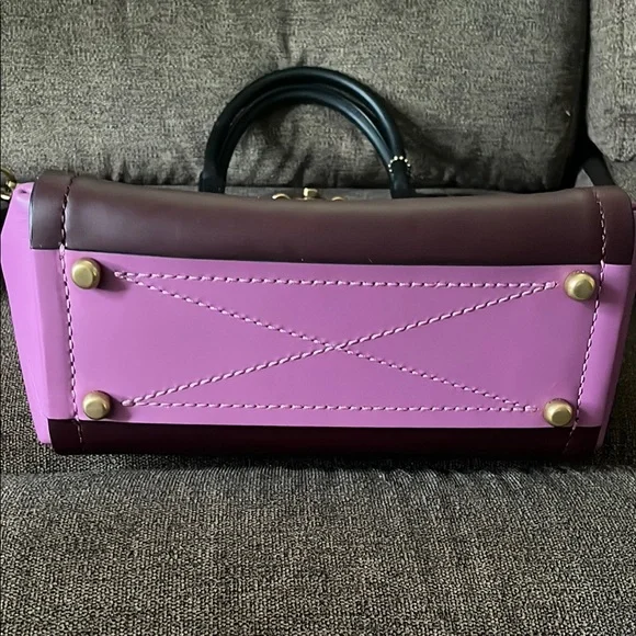 Coach Pink and Brown Satchel with Gold Accents - Picture 3 of 16